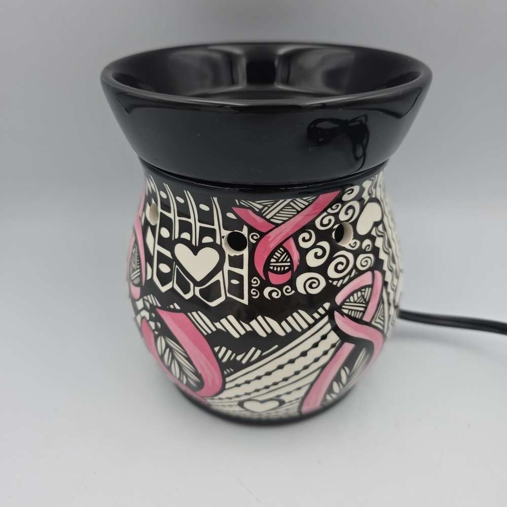 Scentsy Breast Cancer‎ Awareness Ribbons of Hope Wax Warmer Black Pink No Box